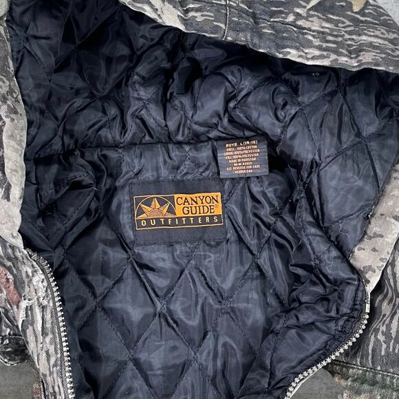 Vintage Hunting Camo Jacket Insulated Hooded Canvas Full Zip Y2K - Picture 4 of 4